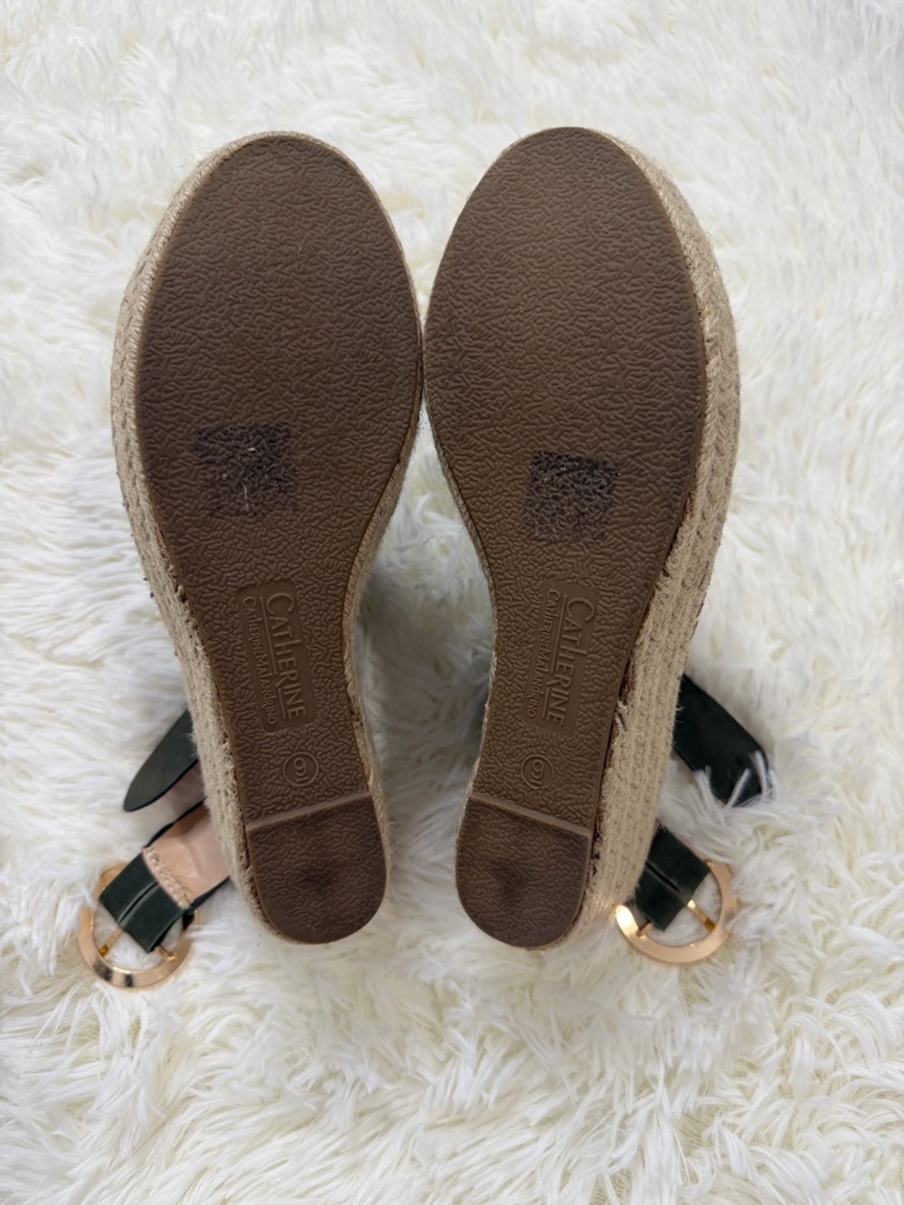 Catherine Malandrino Olive Green Espadrille Wedge Sandals Size 9 Preppy Travel - Picture 11 of 12